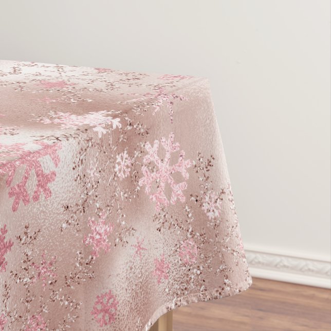 Elegant rose gold Christmas Snowflake Pattern Tablecloth (In Situ)