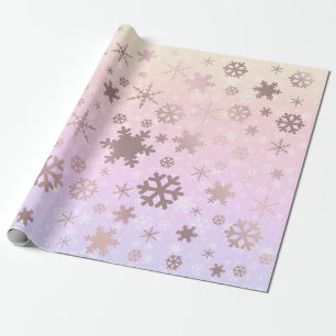 Elegant Rose Gold Christmas Snowflake Pattern Wrapping Paper