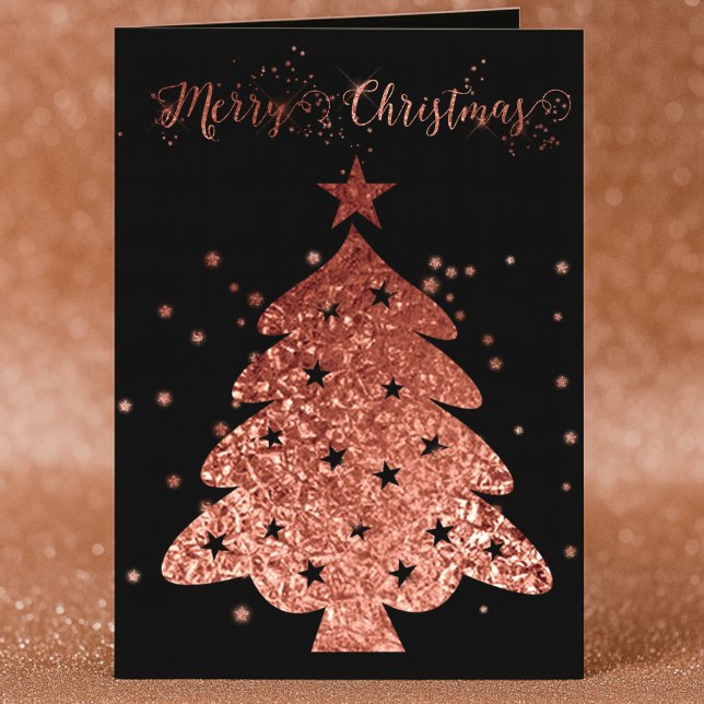 Elegant Rose Gold Christmas Tree  Holiday Card (Creator Uploaded)