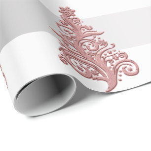 Elegant Rose Gold Christmas Tree pattern Wrapping Paper