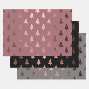 Elegant Rose Gold Christmas tree pattern  Wrapping Paper Sheet