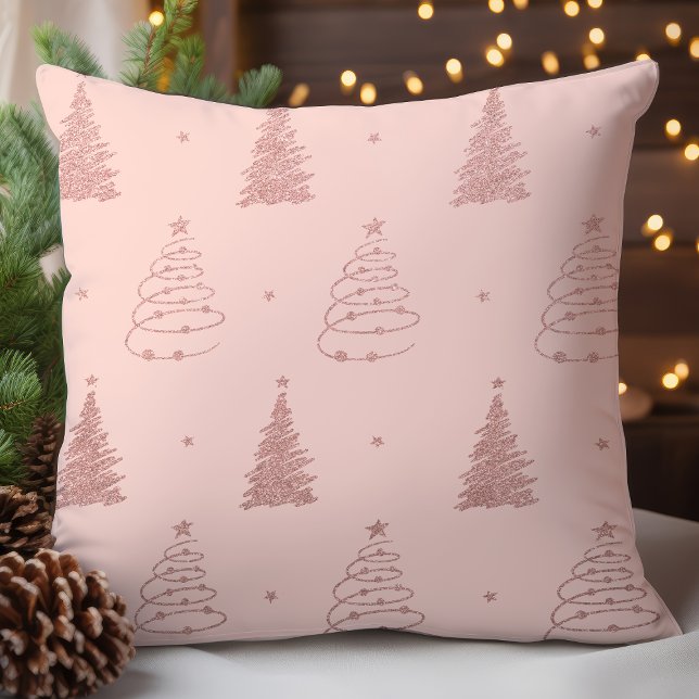  Elegant Rose Gold Christmas Trees Pattern Cushion (Creator Uploaded)
