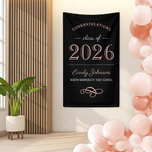 Elegant Rose Gold Class of 2026 Graduate Banner
