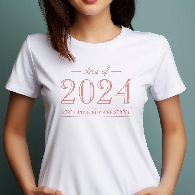 Elegant Rose Gold Class of 2026 White T-Shirt (Creator Uploaded)