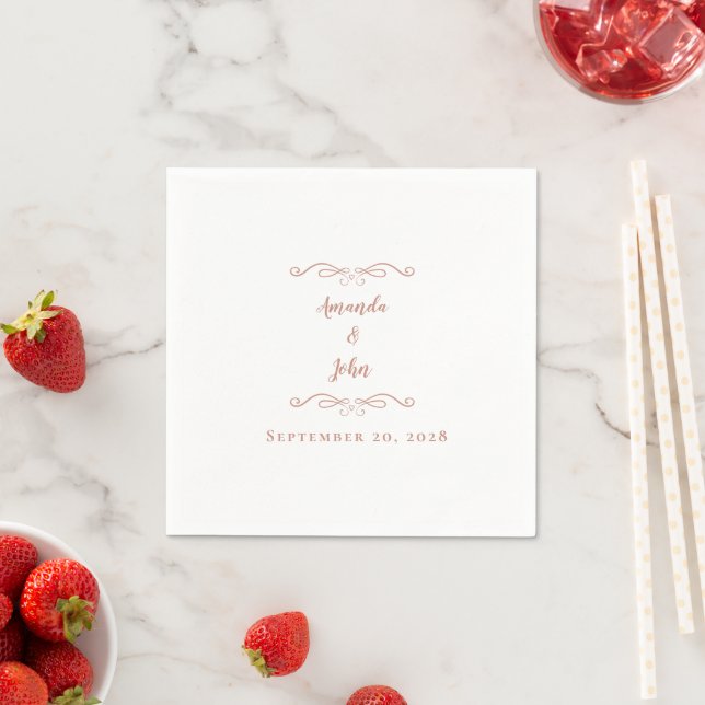 Elegant Rose Gold Classic Formal Wedding Reception Napkin (Insitu)
