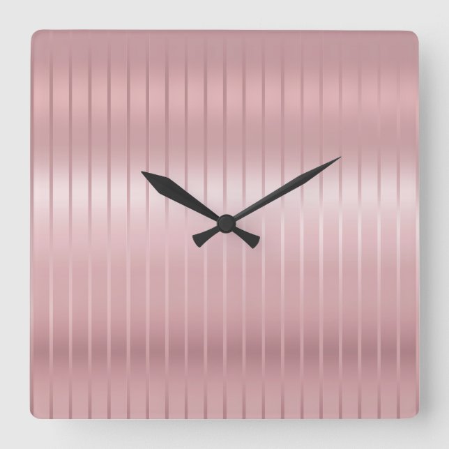 Elegant Rose Gold Colour Modern Template Square Wall Clock (Front)