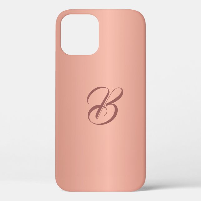 Elegant Rose Gold Colour Monogrammed iPhone Case (Back)
