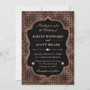 Elegant Rose Gold Concentric Art Deco Wedding Invitation
