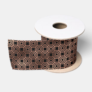Elegant Rose Gold Concentric Circle Art Deco Satin Ribbon