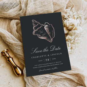 Elegant Rose Gold Conch Shell Wedding Save The Date