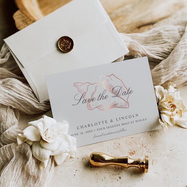 Elegant Rose Gold Conch Wedding Save The Date (Creator Uploaded)