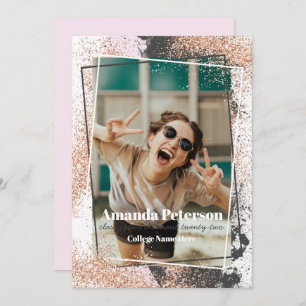 Elegant Rose Gold Confetti Graduation Announcement