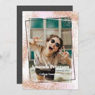 Elegant Rose Gold Confetti Graduation Announcement