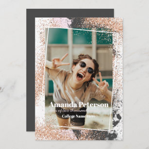 Elegant Rose Gold Confetti Graduation Announcement