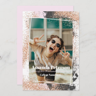 Elegant Rose Gold Confetti Graduation Announcement