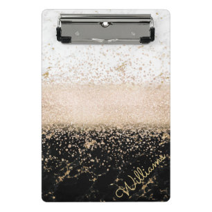 Elegant rose gold confetti marble design mini clipboard