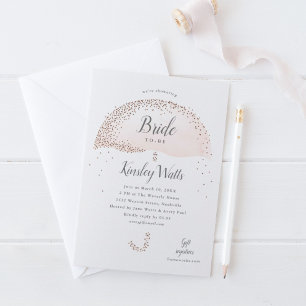 Elegant Rose Gold Confetti Pink Bridal Shower Invitation