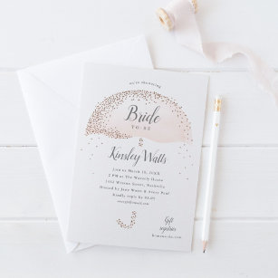 Elegant Rose Gold Confetti Pink Bridal Shower Invitation