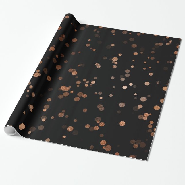 Elegant rose gold confetti polka dot pattern wrapping paper (Unrolled)
