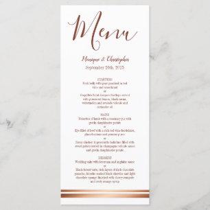 Elegant Rose Gold Copper White Wedding Menu