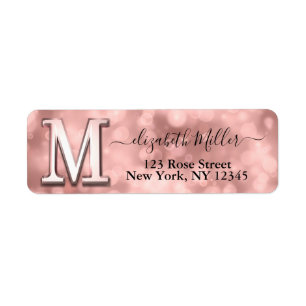 Elegant rose Gold Custom Monogram Return Address Label
