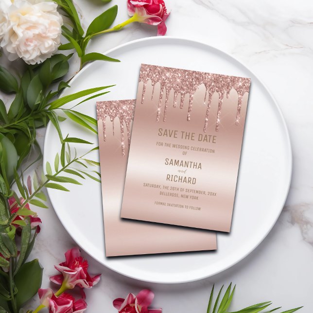 Elegant Rose Gold Diamond Glitter Save The Date (Creator Uploaded)