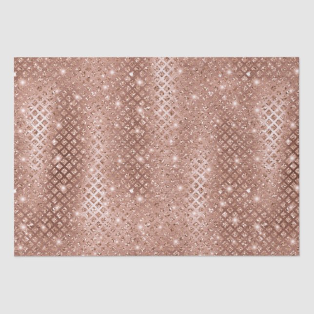 Elegant Rose Gold Diamonds Metallic Glitter Tissue Paper (Front)