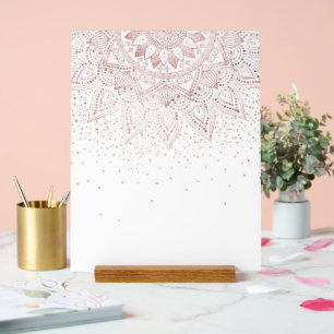 Elegant Rose Gold Dots Mandala Acrylic Sign