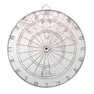 Elegant Rose Gold Dots Mandala Dartboard