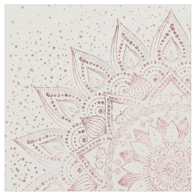 Elegant Rose Gold Dots Mandala Fabric (Close Up)