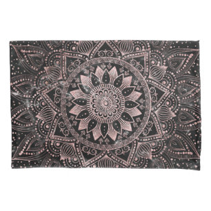 Elegant  Rose Gold Dots Mandala Marble  Pillowcase