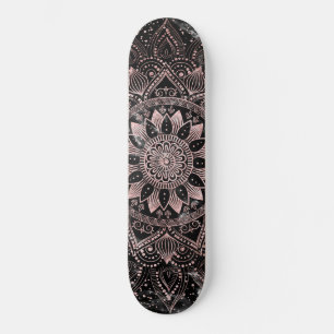 Elegant Rose Gold Dots Mandala Marble Skateboard