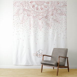 Elegant Rose Gold Dots Mandala Tapestry