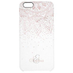 Elegant Rose Gold Dots Mandala Clear iPhone 6 Plus Case