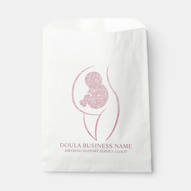 Elegant Rose Gold Doula & Baby Favour Bag (Front)