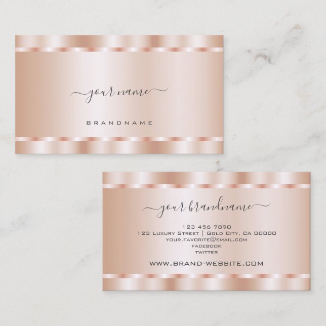 Elegant Rose Gold Effect Glamour Professional Business Card (Front/Back)