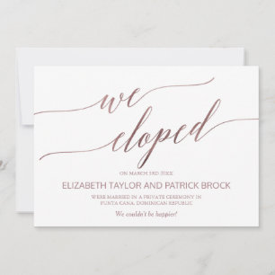 Elegant Rose Gold Elopement Announcement
