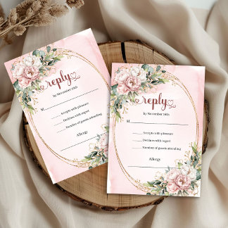 Elegant Rose Gold Eucalyptus Wedding RSVP Card