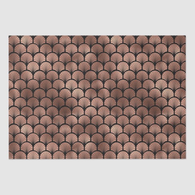 Elegant Rose Gold Fan Grid Art Deco Pattern Tissue Paper (Front)