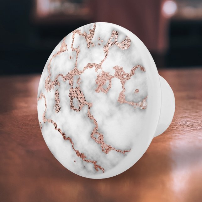 Elegant Rose Gold Faux Foil Marble  Ceramic Knob (Creator Uploaded)