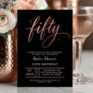 Elegant Rose Gold Fiftieth 50th Birthday Invitatio Invitation
