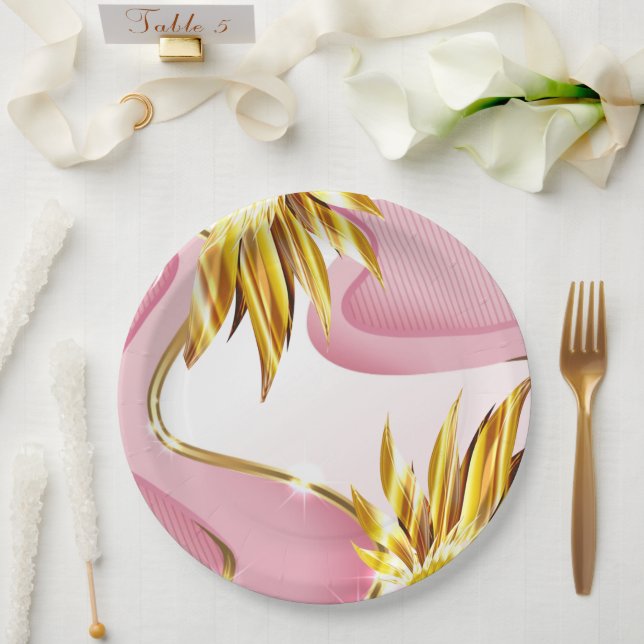Elegant Rose Gold Flame  Paper Plate (Wedding)