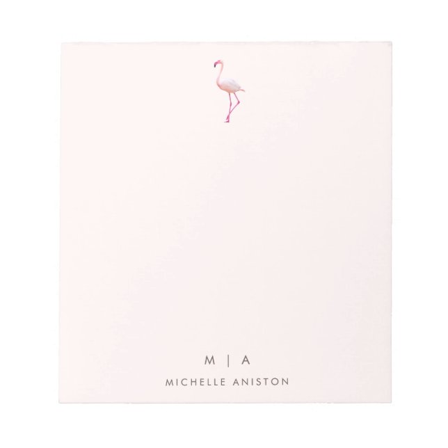Elegant Rose Gold  Flamingo  | Monogram Custom Notepad (Front)