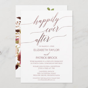 Elegant Rose Gold Floral Back Elopement Invitation