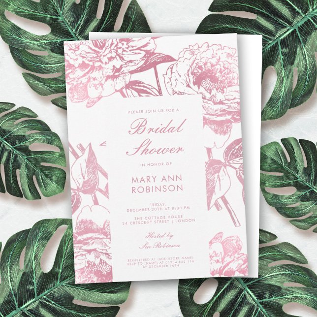 Elegant Rose Gold Floral Bridal Shower Invitation (Creator Uploaded)