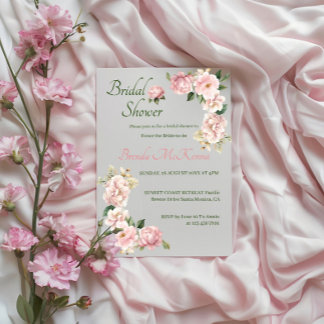 Elegant Rose Gold Floral Bridal Shower Invitation