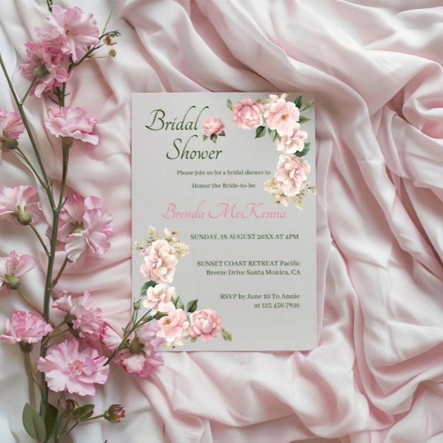 Elegant Rose Gold Floral Bridal Shower Invitation (Creator Uploaded)