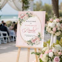 Elegant Rose Gold Floral Bridal Shower Welcome