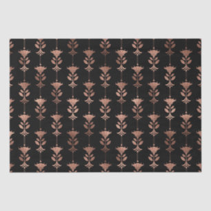 Elegant Rose Gold Floral Column Art Deco Pattern Tissue Paper