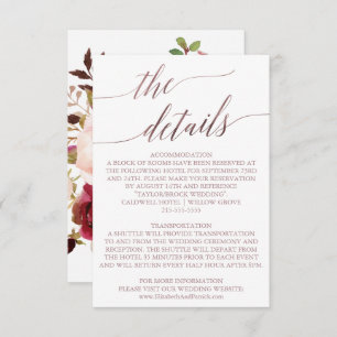 Elegant Rose Gold   Floral Details Insert Card